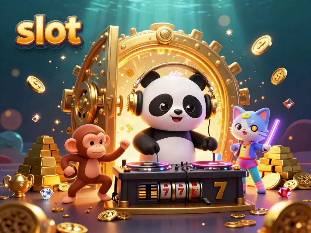 Experience thrilling slot action with vibrant characters and dazzling gems in this 3D casino scene.