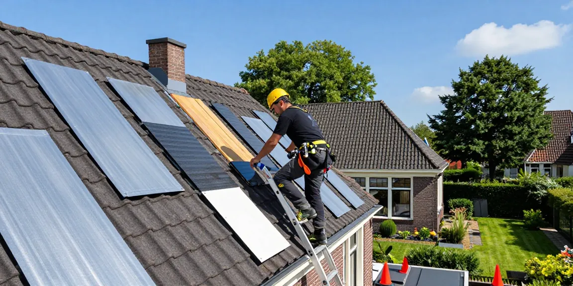 Skilled dakdekker den haag inspecting a residential roof, ensuring quality and safety in home improvement.