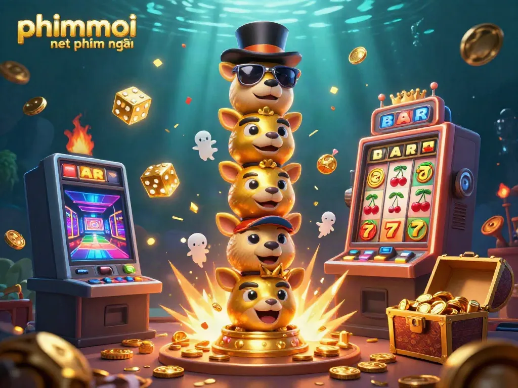 Experience phimmoi net phim mới with a vibrant casino-themed illustration featuring a golden totem pole and dynamic slot elements.