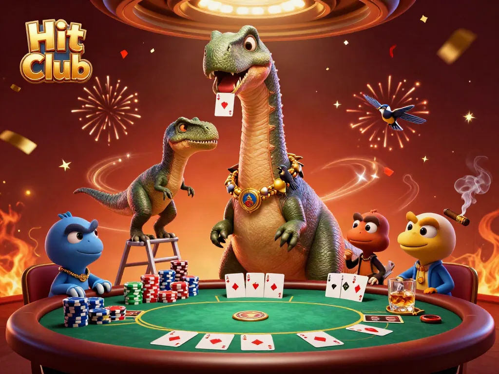 Experience the thrill of Hit Club with a vibrant casino scene featuring unique characters.