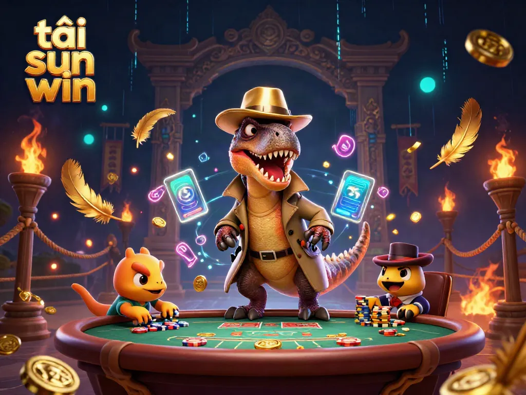 Engage in thrilling betting action with tải sun win, featuring cartoon characters at a vibrant casino table.