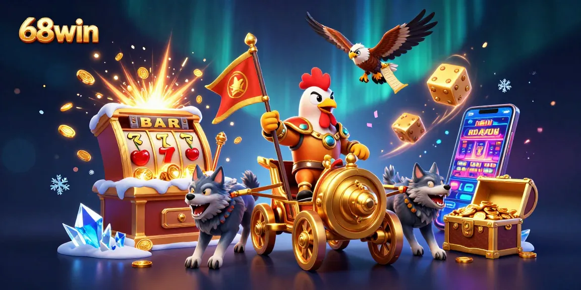 Experience the thrill of winning with 68win as a rooster warlord leads a jackpot explosion in an immersive casino setting.