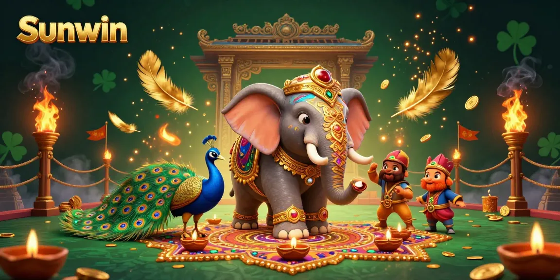 Experience Sunwin's vibrant atmosphere with Diwali-themed elements and casino flair.